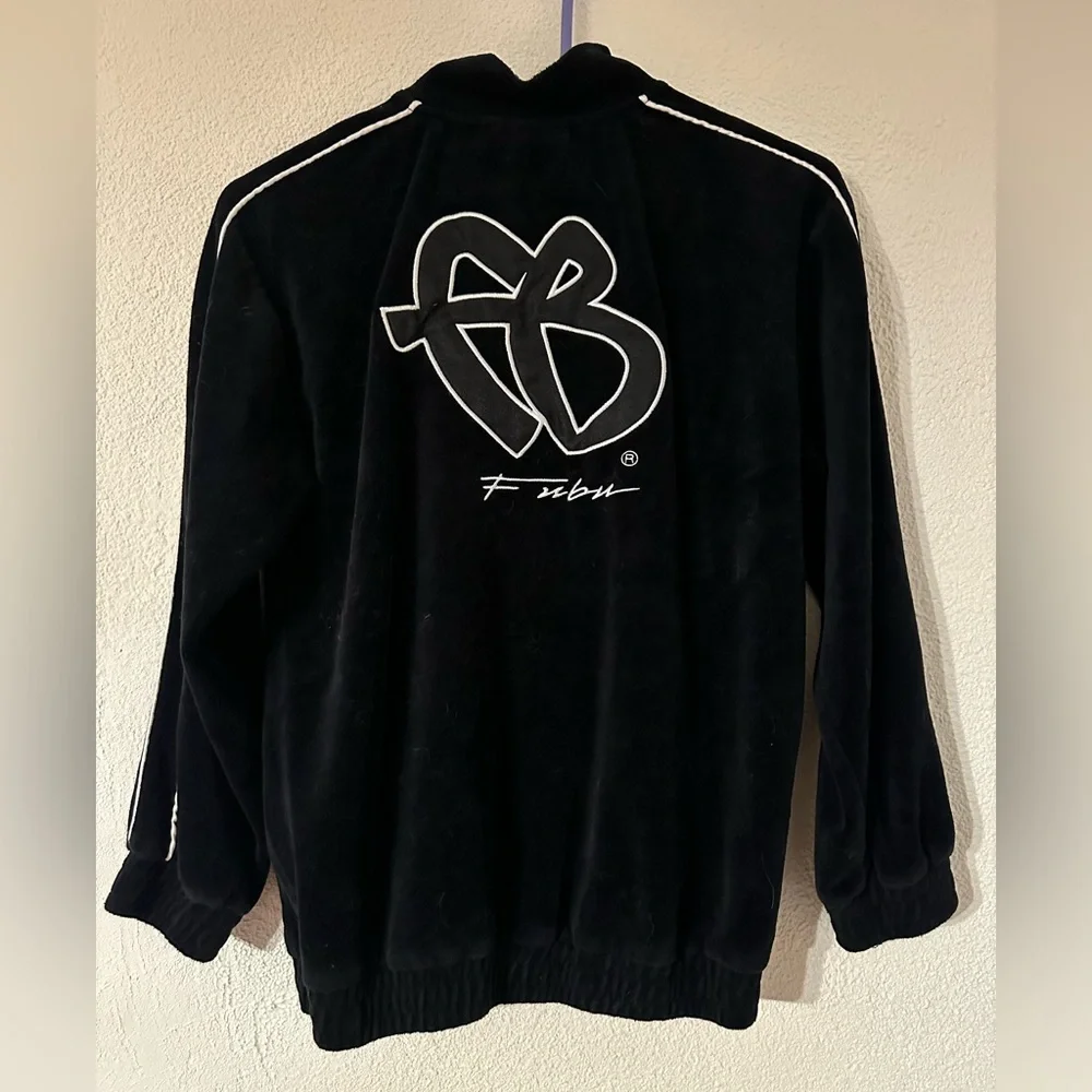 FUBU x Forever 21 Velour Track Jacket Kids Black/White Unisex Full Zip Size13/14